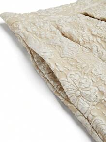 Celure Plus Size Women Elegant Textured Jacquard Fabric Pleated Mid-Length A-Line Skirt, Spring - Apricot - View 7