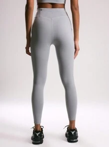 Musera Sport " Sport" High Rise Back Zip Pocket Leggings, Padel, Tennis, Pickleball Gym Fitness - Silver - View 4