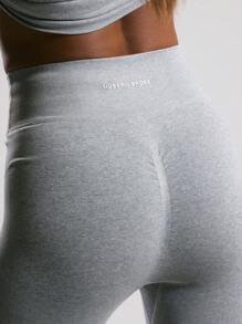 Musera Sport Pantalones acampanados con cintura cruzada sin costuras, para deportes como pádel, tenis, pickleball, gimnasio y fitness en invierno - Gris - Ver 4