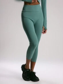 Musera Sport " Sport" High Rise 3/4 Length Leggings, Padel, Tennis, Pickleball Gym Fitness - Green - View 2