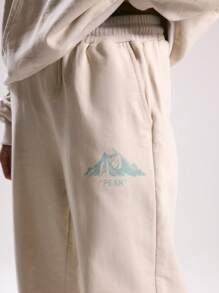 Musera Sport Quần jogger lửng in họa tiết, cạp chun co giãn, thích hợp cho Padel, Tennis, Pickleball, phong cách thường ngày. - Màu be - Xem 5