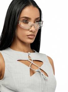 SUMWON WOMEN Sleeveless Cut-Out Top With Lace-Up Detail Summer Casual Tank Top Perfect For Layering Urban Chic Street Style Fashion