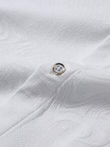 Manfinity Homme 男士纯色休闲短袖衬衫，适合外出穿着，白色男士短袖衬衫 - 白色 - 查看 5