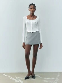 Maija 春季新款灰色都市现代优雅女士裙子适合外出度假和节日聚会 - 灰色 - 查看 2