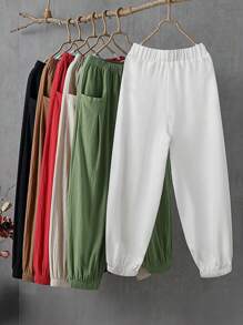 SHEIN LUNE Women's Lace Hollow Out Patchwork Casual Pants, Spring/Summer Fall Cloth For Women - White - View 2