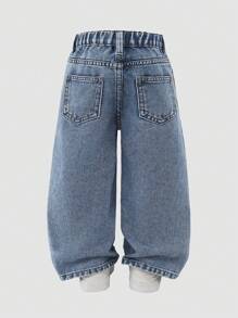 Jeans holgados y cómodos de cintura elástica asimétrica desgastados, con diseño versátil para uso diario, de estilo casual de moda urbana Y2K, de la nueva colección 2025, ideales para uso cotidiano,