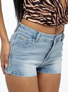 SUMWON WOMEN Low Rise Denim Shorts Distressed Summer Beach Festival Hot Pants Mini Length Casual Daytime Street Style - Light Wash - View 8