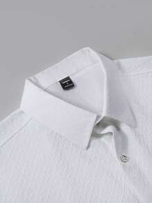 Manfinity RSRT Men's Heart Plain Short Sleeve Shirt And Shorts Set Men Clothing Men Shirt Co Ords Men Summer Clothes Men Shirt Co Ords White Collar Shirt Men White Dress Shirt Men - White - View 5