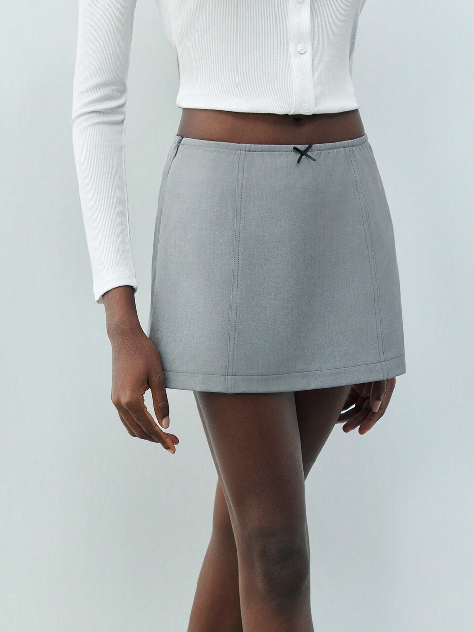 SHEIN Maija Spring New Gray Urban Modern Elegant Women's Skirt Suitable For Going Out On Holiday And Holiday Party