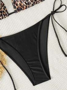 SHEIN Swim Springbreak 2025 Women's Leopard Print Sexy Halter Bikini Swimsuit Set, Random Print - Multicolor - View 4