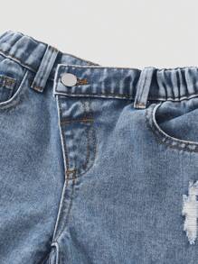 Jeans holgados y cómodos de cintura elástica asimétrica desgastados, con diseño versátil para uso diario, de estilo casual de moda urbana Y2K, de la nueva colección 2025, ideales para uso cotidiano,