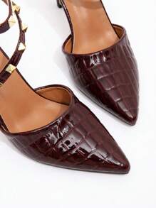 CUCCOO SZL Women's Basic Versatile High Heel Pump Shoes - Burgundy - View 5