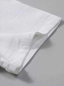 Manfinity Homme 男士纯色休闲短袖衬衫，适合外出穿着，白色男士短袖衬衫 - 白色 - 查看 6