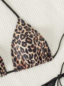 SHEIN Swim Springbreak 2025 Women's Leopard Print Sexy Halter Bikini Swimsuit Set, Random Print - Multicolor - View 6