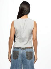 SUMWON WOMEN Sleeveless Cut-Out Top With Lace-Up Detail Summer Casual Tank Top Perfect For Layering Urban Chic Street Style Fashion