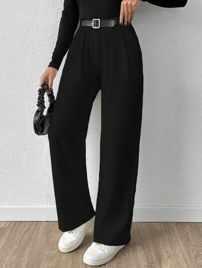 SHEIN Women Solid Color Extra Wide Leg Pants