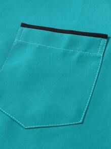 Manfinity Mode 男士纯色前扣长袖口袋休闲衬衫商务休闲男士衬衫男士正装衬衫，秋季 - 綠色 - 查看 7