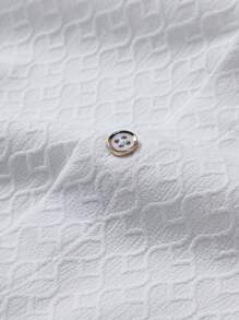 Manfinity RSRT Men's Heart Plain Short Sleeve Shirt And Shorts Set Men Clothing Men Shirt Co Ords Men Summer Clothes Men Shirt Co Ords White Collar Shirt Men White Dress Shirt Men - White - View 6