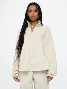 SUMWON WOMEN Cozy Full-Zip Sweatshirt Athletic Casual Workout Loungewear Zip-Through Sport Athleisure Jacket Perfect For Workout Running Yoga Fall Winter Spring - Beige - View 1