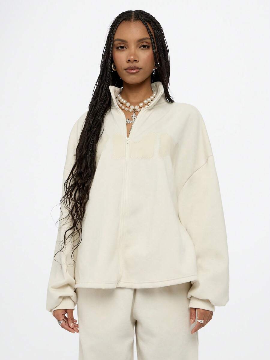 SUMWON WOMEN Cozy Full-Zip Sweatshirt Athletic Casual Workout Loungewear Zip-Through Sport Athleisure Jacket Perfect For Workout Running Yoga Fall Winter Spring - Beige - View 1