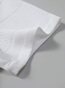 Manfinity Homme Áo sơ mi nam tay ngắn cài nút trơn màu trơn đơn giản làm quà tặng bạn trai, áo sơ mi trắng - trắng - Xem 7