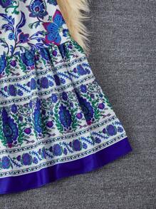 SHEIN فستان طابع نمطي تقليدي مطبوع بزهور للفتيات المراهقات، طراز للعطلات - متعدد الألوان - مشاهدة 3
