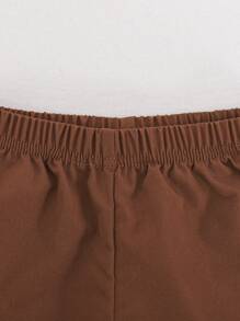 2 件装年轻男孩休闲简约时尚日常短袖 Polo 衫和短裤套装 - 米色 - 查看 6