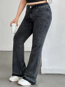 RueChic Jeans casual versatili a vita alta e gamba dritta con tasche, taglie forti per donne