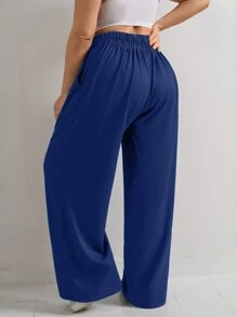 RueChic Plus Size Women's Casual Straight-Leg Chic Streetwear Versatile Belt-Detailed Pants