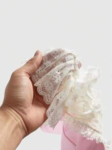 ROMWE Kawaii 女士可爱分层蕾丝边蝴蝶结紧身喇叭裤 - 粉色 - 查看 5