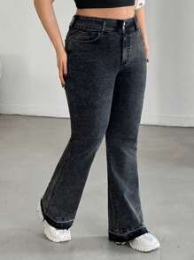 RueChic Jeans casual versatili a vita alta e gamba dritta con tasche, taglie forti per donne