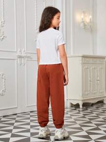 Girls 1pc Figure Graphic Tee With 1pc Cargo Trousers - Multicolor - View 2