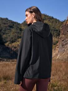 In My Nature Women Casual Versatile Outdoor Windbreaker Jacket - Black - View 6