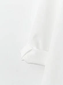 SHEIN LUNE 大码系带蝴蝶结上衣和宽松休闲短裤两件套，度假 - 黑與白 - 查看 4