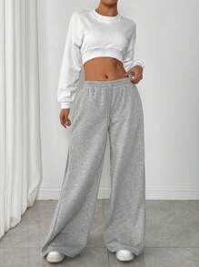SHEIN EZwear Plus Size Drawstring Waist Loose Sweatpants, Versatile For Sports And Outdoor Activities, Spring/Summer Graduation,Back To School Outfits,Graduation,Teacher Outfits For Women,Back To School