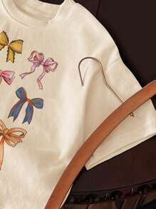 SHEIN Leap Crew Tween Girls Casual Simple Short Sleeve Round Neck T-Shirt, Suitable For Spring And Summer - Beige - View 4