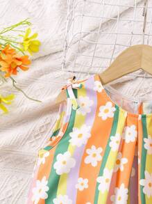 SHEIN Girls Young Girl Colorful Dopamine Vacation Dress - Multicolor - View 6