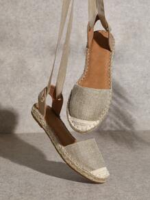 SHUZIA Dép đế bằng Espadrille tối giản cho kỳ nghỉ - Màu be - Xem 3