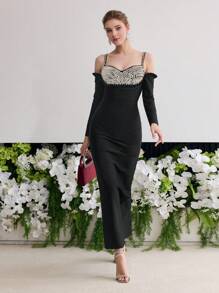 MOTF Soiréza VESTIDO CON DETALLES DE PERLAS FALSAS Y CREMALLERA - Negro - Ver 7