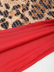 SHEIN Unity 时尚性感豹纹亮片撞色露背挂脖背心 - 彩色 - 查看 3