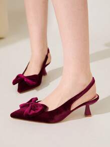 CUCCOO CHICEST Women's Red Velvet Bow Slingback Flats, Elegant For Commute, Date, Wedding, Office, Formal Events Spring Shoes Spring Break Easter