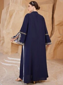 Al Najma Vestido largo con decoración de lentejuelas para mujer talla grande, vestido árabe sencillo y elegante, modesto kaftan