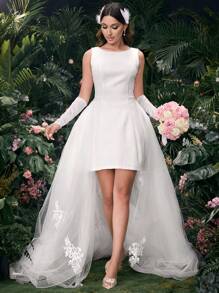 Coutiva Elegant Bow Decor Bridal Party Formal Dress, Gift For Bride, Spring And Summer Fashion Party Date Holiday Wedding Celebrity Dress, Fashionable Bridal Shower Dress