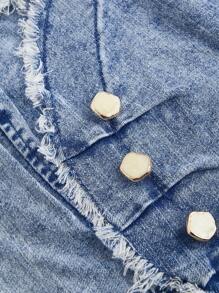 SHEIN MOD 大码女式牛仔短袖圆领上衣、夏季时尚、7 月 4 日、外出上衣、可爱夏季上衣、音乐会、生日上衣、巡航、早午餐、女式夏季上衣、紧身胸衣上衣、大码夏季上衣、牛仔上衣、老钱风格女装、牛仔布、不对称上衣 - 淺色水洗藍 - 查看 3