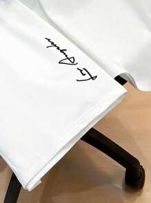 SHEIN 2 piezas Camiseta de manga corta con cuello redondo y estampado de letras sencillo, y pantalones cortos, informal para adolescentes, adecuado para usar en primavera y verano; ropa de adolescente; chaquetas para adolescentes, vuelta al cole en primavera
