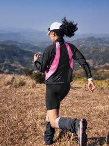 In My Nature Women's Contrast Color Long Sleeve Zipper Collar Sun Protection Jacket Hiking Women Clothes