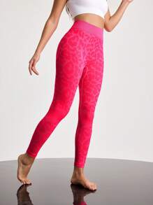 Menodora SHEIN Sport Leopard Print Jacquard High Waist Seamless Sports Leggings