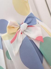 Souflis Souflis 女宝宝韩版休闲可爱无袖多色波点腰褶饰蝴蝶结雪纺连衣裙，夏季 - 彩色 - 查看 7