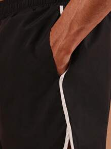 SUMWON Athletic Performance Swim Trunks Beach Volleyball Surfing Quick Drying Waterproof Summer Holiday Pool Shorts With Side Pockets Classic Curve Design Retro Racing Style Slim Fit - Black - View 6