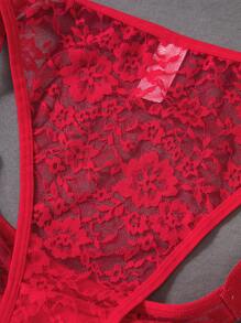 4pcs/Pack Women Lace & Ribbon Trim Triangle Panties Set - Multicolor - View 6